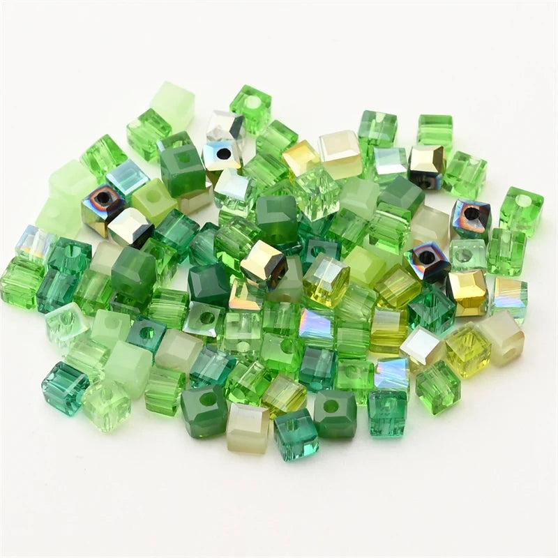 95Pcs 4mm 6mm Austrian Crystal Cube Beads for DIY Jewelry Phone Chain