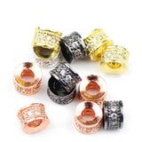 4pcs 6mm Copper Spacer Flat Round Cylinder Zircon Pave CZ Charms Loose Beads