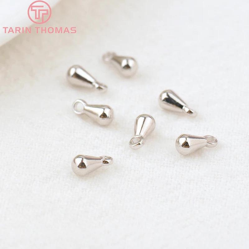 20PCS 3x6MM 4x8MM 24K Plated Brass Drop Shape End Beads