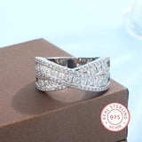 S925 Silver Geometric Intersection Ring Wedding Engagement Christmas Jewelry