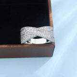 S925 Silver Geometric Intersection Ring Wedding Engagement Christmas Jewelry
