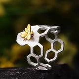 Vintage Bohemian Beehive Adjustable Womens Ring