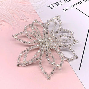 Crystal Pearl Sun Flower Bow Brooch Earrings Set