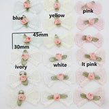 30Pcs Cotton Bows With Flower Rosettes DIY Decorative Ornament