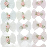 30Pcs Cotton Bows With Flower Rosettes DIY Decorative Ornament