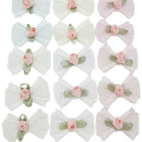 30Pcs Cotton Bows With Flower Rosettes DIY Decorative Ornament
