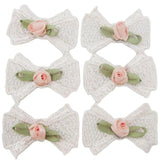30Pcs Cotton Bows With Flower Rosettes DIY Decorative Ornament