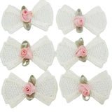 30Pcs Cotton Bows With Flower Rosettes DIY Decorative Ornament