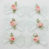 30Pcs Cotton Bows With Flower Rosettes DIY Decorative Ornament