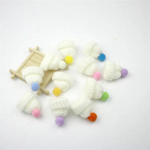 10-50Pcs Mini Pompon Hats Craft Supplies Crochet Toys Decor Jewelry Accessory