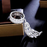 ThreeGraces CZ Tassel Charms Engagement Ring Bridal Wedding Jewelry