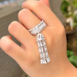 ThreeGraces CZ Tassel Charms Engagement Ring Bridal Wedding Jewelry