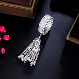 ThreeGraces CZ Tassel Charms Engagement Ring Bridal Wedding Jewelry