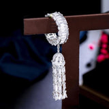 ThreeGraces CZ Tassel Charms Engagement Ring Bridal Wedding Jewelry