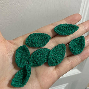 10pcs Green Crochet Flower Patches 3D Floral DIY Decorations