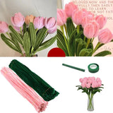 Pipe Cleaners Crafts DIY Tulip Bouquet Making Kit Kids Girl Flower Art Project