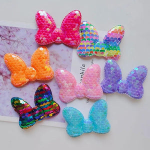 20pcs Sequins Bow Hair Clip Cover DIY Manual Accessories Cake Decoration