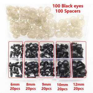 100Pcs 6-14mm Plastic Safety Eyes for DIY Crochet Doll Decoration Plush Toy