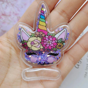 20pcs Unicorn Glitter Quicksand Patches DIY Children Clip Accessories