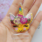 20pcs Unicorn Glitter Quicksand Patches DIY Children Clip Accessories