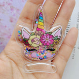 20pcs Unicorn Glitter Quicksand Patches DIY Children Clip Accessories
