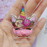 20pcs Unicorn Glitter Quicksand Patches DIY Children Clip Accessories