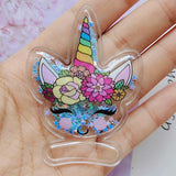 20pcs Unicorn Glitter Quicksand Patches DIY Children Clip Accessories