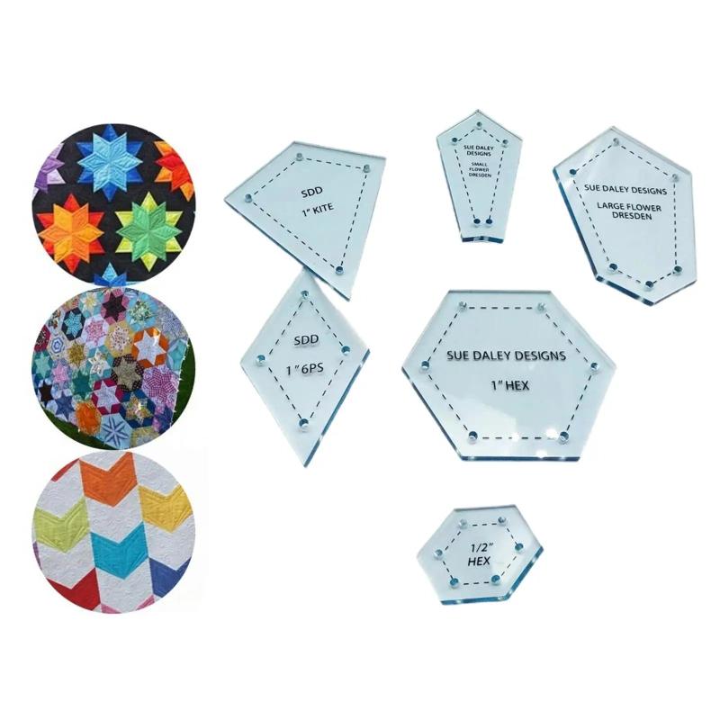 300pcs Acrylic Quilting Templates DIY Hand Sewing Patchwork Tool
