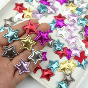 100Pcs 25mm PU Leather Star Patches DIY Craft Hair Accessories