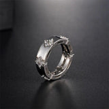 Crystal Flower Clover Charm Ring for Office Lady Party Jewelry Gift