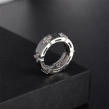 Crystal Flower Clover Charm Ring for Office Lady Party Jewelry Gift