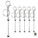 Silver Plated Lobster Clasp KeyRing Keychain Bar Beaded Key Holder