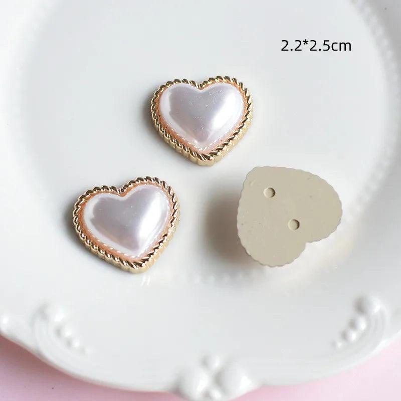 Heart-Shaped Pearl Resin DIY Nail Art Rhinestone Jewelry Making Accessory