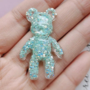 12pcs Glitter Bear DIY Shoe Button Head Ornament Resin Cabochons