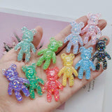 12pcs Glitter Bear DIY Shoe Button Head Ornament Resin Cabochons