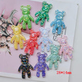12pcs Glitter Bear DIY Shoe Button Head Ornament Resin Cabochons