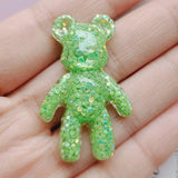 12pcs Glitter Bear DIY Shoe Button Head Ornament Resin Cabochons