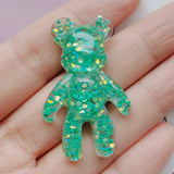 12pcs Glitter Bear DIY Shoe Button Head Ornament Resin Cabochons