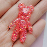 12pcs Glitter Bear DIY Shoe Button Head Ornament Resin Cabochons