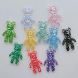 12pcs Glitter Bear DIY Shoe Button Head Ornament Resin Cabochons