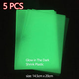 5 Pcs Luminous Heat Shrink Sheets DIY Fluorescent Shrink Plastic Art