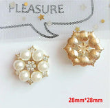 10pcs Pearl Rhinestone Buttons Flatback Flower Brooch DIY Craft Accessories