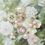 10pcs Pearl Rhinestone Buttons Flatback Flower Brooch DIY Craft Accessories