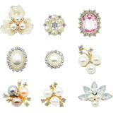 10pcs Pearl Rhinestone Buttons Flatback Flower Brooch DIY Craft Accessories