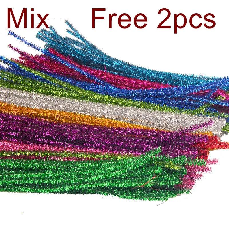 98pcs Glitter Chenille Stems Pipe Cleaners Plush Tinsel Wired Sticks