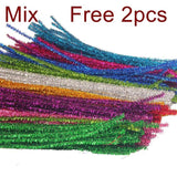 98pcs Glitter Chenille Stems Pipe Cleaners Plush Tinsel Wired Sticks