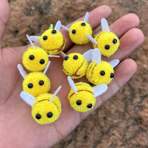20mm Yellow Bee Plush Balls Wedding Party Decor Fluffy Pompom DIY Toys 10/20pcs