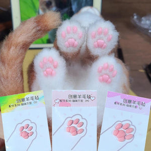 Pink Cat Paw Palm Pad Nail Wool Felt Doll DIY Accessories