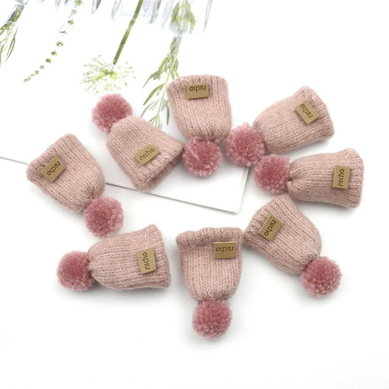 10Pcs Plush Balls Hand Knitting Mini Hats DIY Craft Supplies