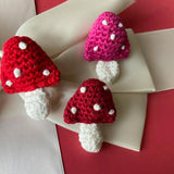 2Pcs Hand-knitted Woolen Red Mushroom Crafts DIY Accessories